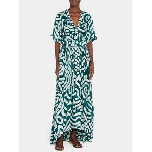Busayo Tomi V Neck High Low Maxi Dress SZ S EUC